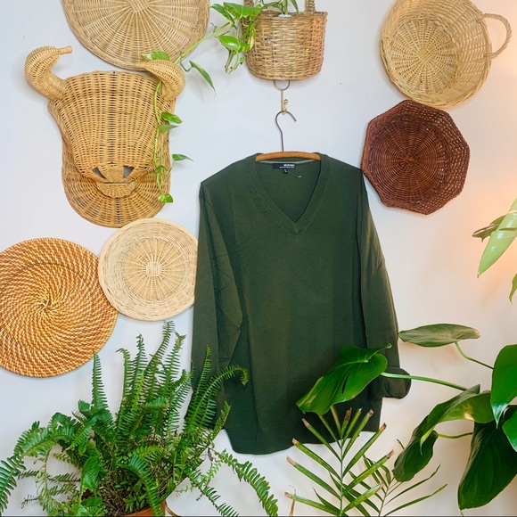 vtg retro 90s vsco boyfriend forest green pullover - Picture 4 of 7